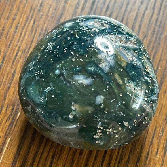 Ocean Jasper palm stone crystal white natural green spots dots stars - Picture 4 of 8